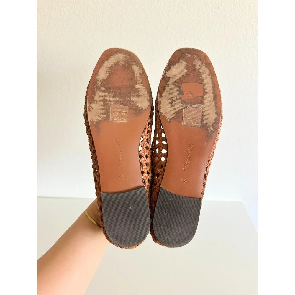 Madewell Women's The Greta Ballet Flats Desert Camel Open Weave Slip On Size 9.5